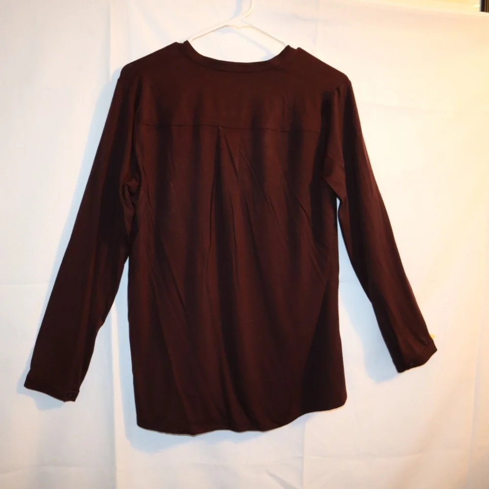 Eileen Fisher Burgundy Tencil Blend Long Sleeve Top Size Small - Picture 5 of 8